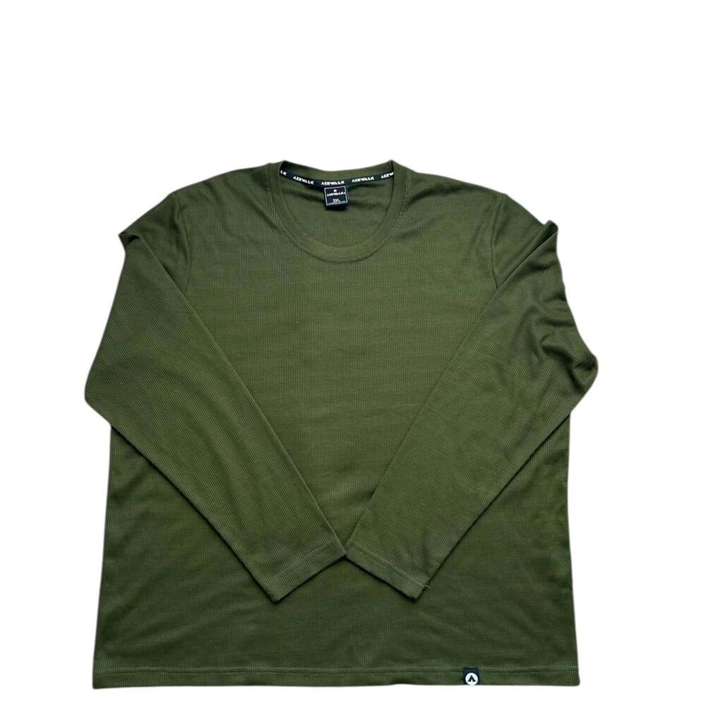 Airwalk Long Sleeve Shirt Waffle Thermal Knit Mens Size 3X Green